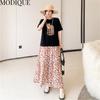 MODIQUE Summer Plus Size New Dress Shirt Women Loose Printing Floral Cotton Linen Spliced Dress Casual Female Dresses O-Neck Short Sleeve
