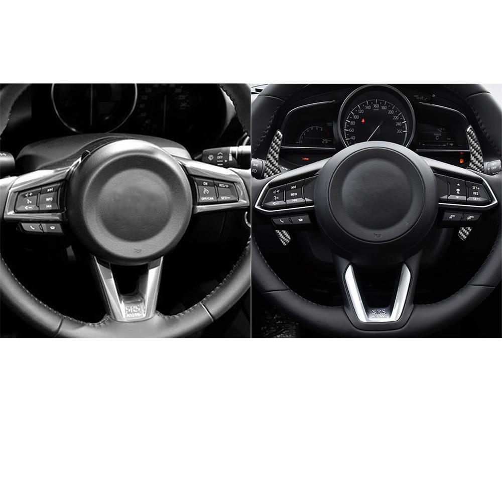 Pair Carbon Fiber Steering Wheel Shift Paddle Shifter For Mazda ATENZA MX-5 CX-4