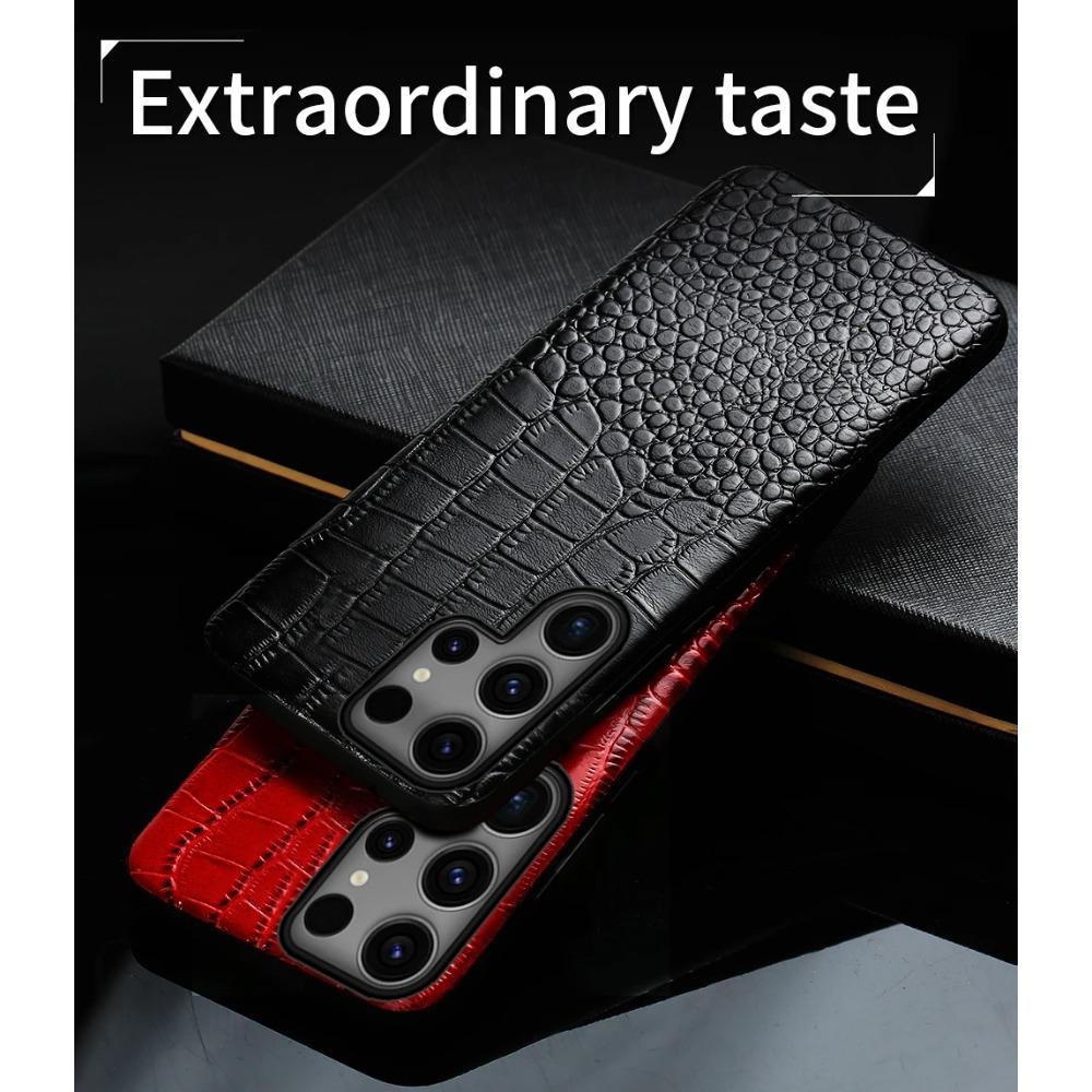 Роскошный чехол из натуральной кожи для Samsung Galaxy S25 Ultra Plus S24 S23 с оригинальной текстурой крокодиловой кожи, противоударный защитный чехол из искусственной кожи