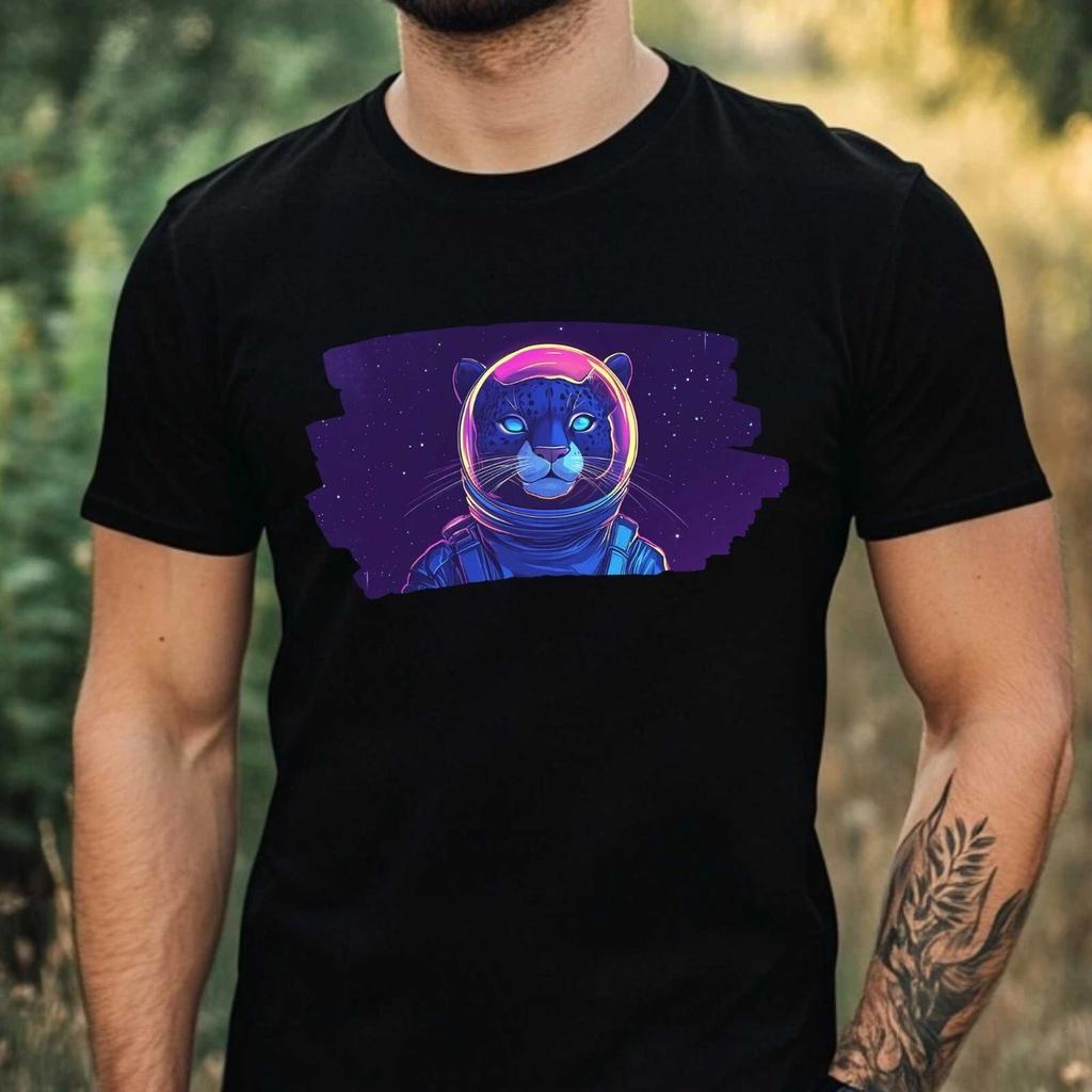 T-Shirt Herren Panther als Astronaut Motiv Baumwolle Größe XS bis 5XL