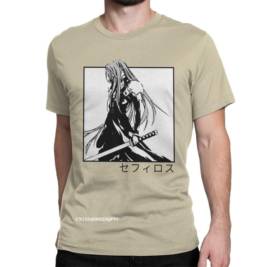 Sephiroth Ffvii Final Fantasy Футболка большого размера для мужчин Хлопковая потрясающая футболка Футболки Harajuku Графическая одежда Уникальная