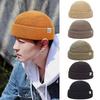 Wool Knit Brimless Cap Round Top Melon Cap Simple Fisherman Skullcap  Autumn Winter