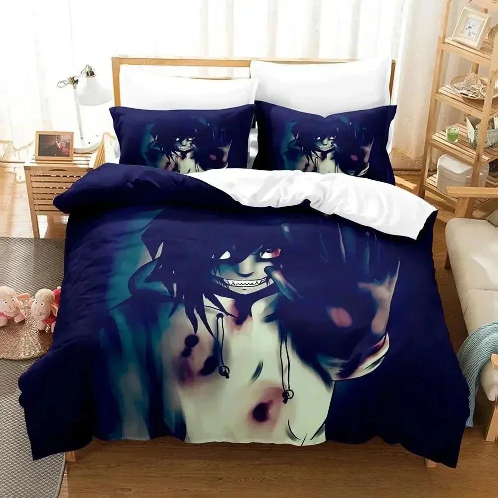 Jeff and Jane Creepypasta Bedding Set Single Twin Full Queen King Size Bed Set Adult Kid Bedroom Duvet Cover Sets 3D Print