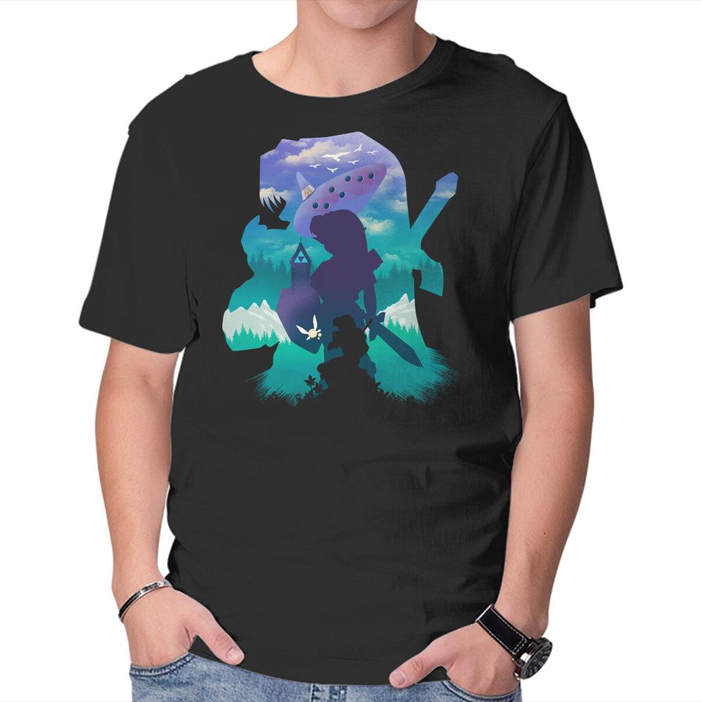 Unisex Crew Neck T-Shirt Ocarina Landscape Graphic Short Sleeve Casual Tee