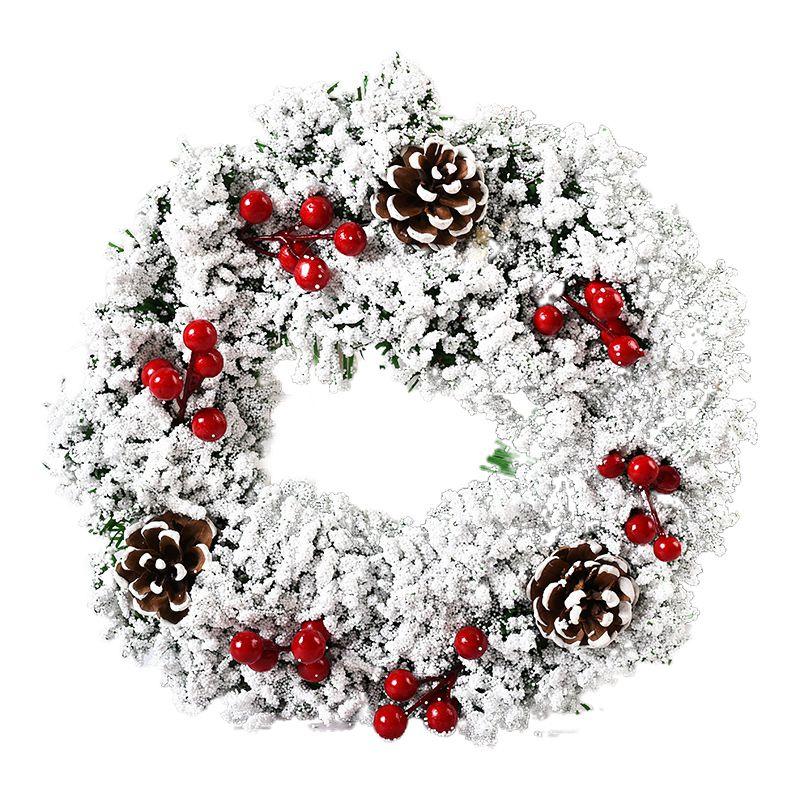 Красиво сделанный рождественский венок с сосновыми шишками и элегантными белыми акцентами для вашего дома