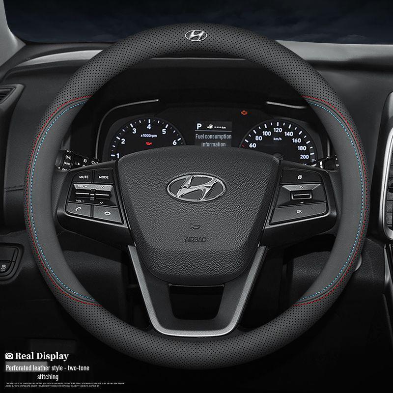Натуральная кожаная оплетка руля для моделей Hyundai - Все сезоны