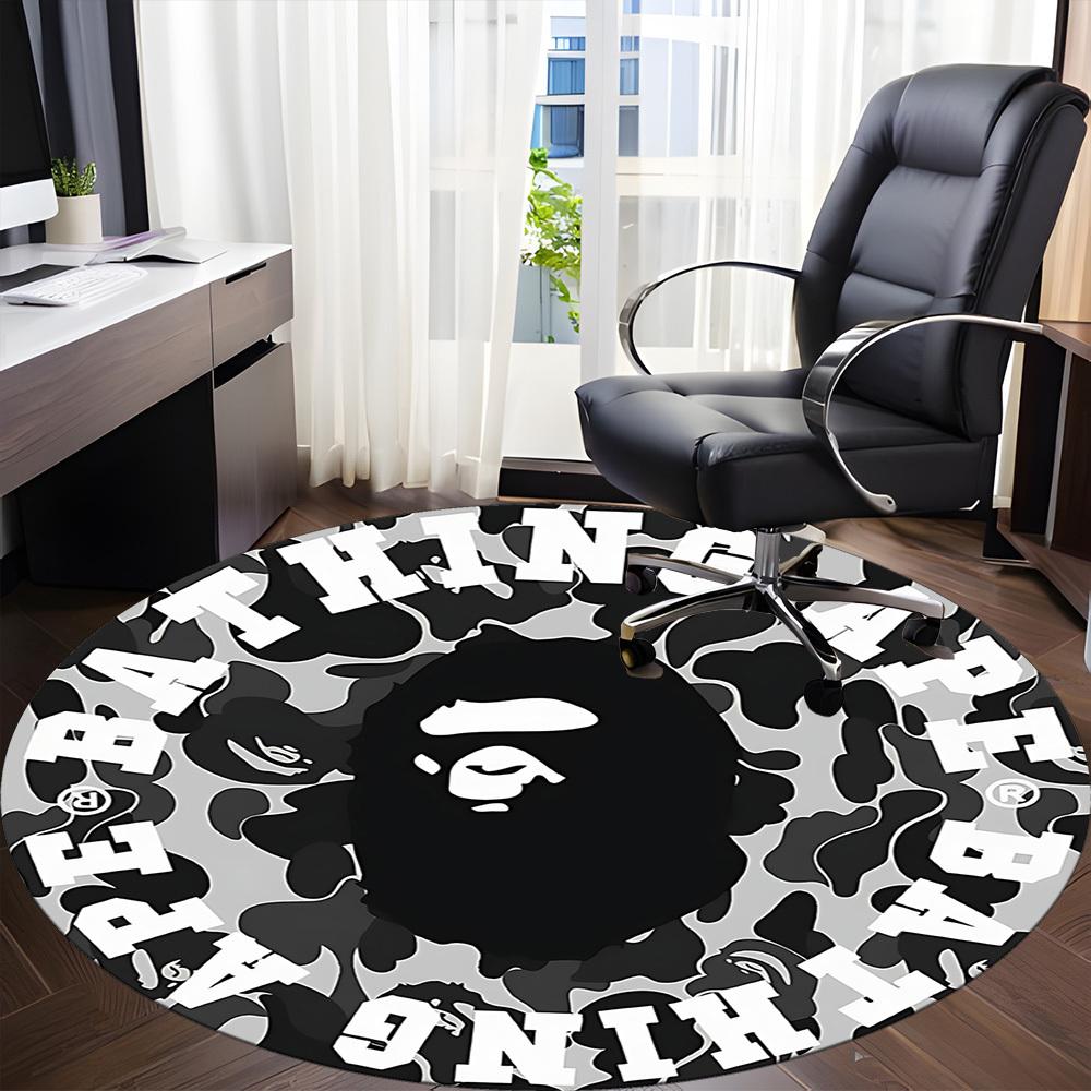1 шт. Круглый ковер Bape Camo для офиса, комнатный коврик, подходит для офиса, под офисные стулья, спальни, гостиной, домашнего декора, декора комнаты