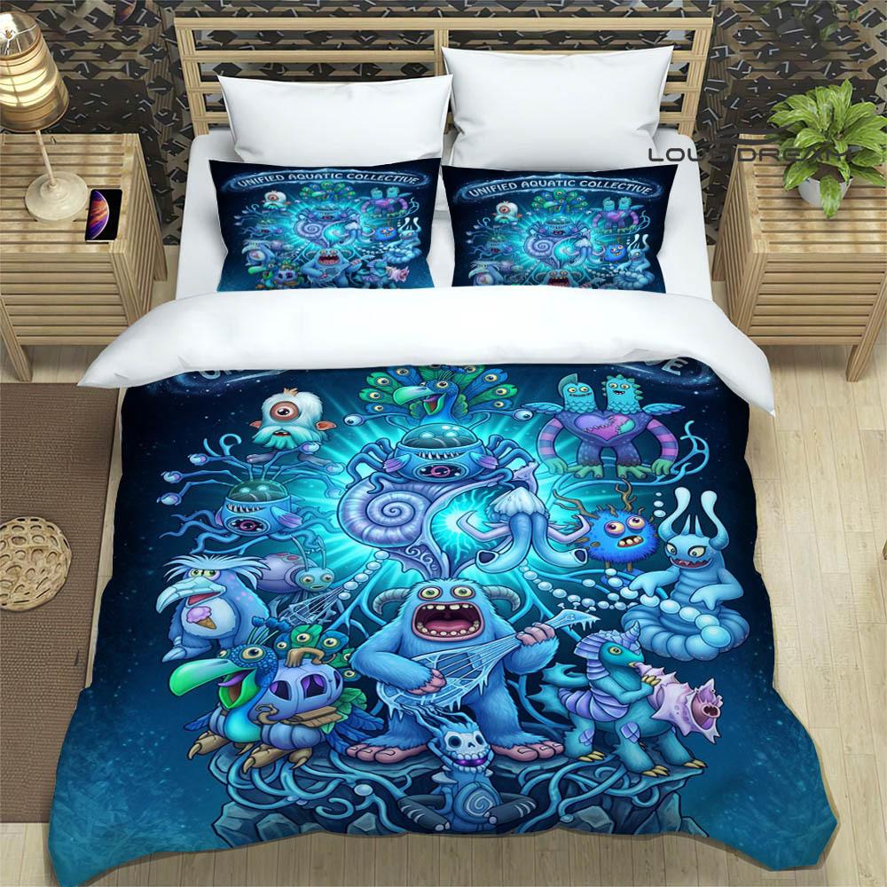 M-My Singing Monsters printed Bedding Sets exquisite bed supplies set duvet cover comforter set bedding set luxury birthday gift