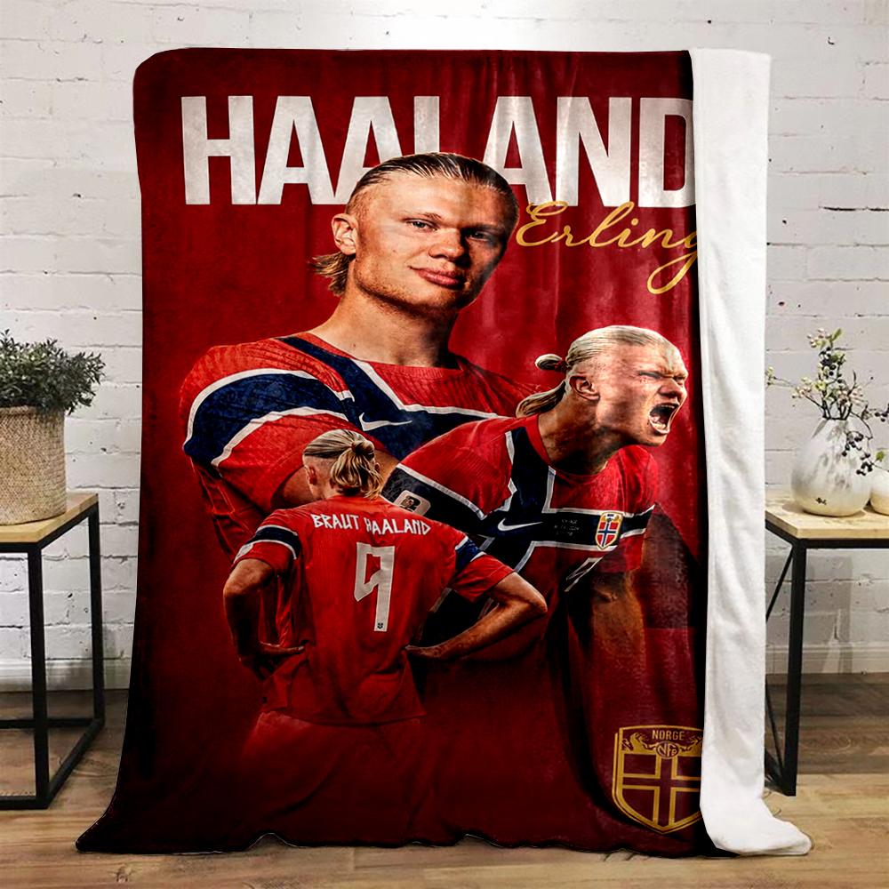 Norway Football Star Red Theme printed Flannel blanket for bedroom, living room, sofa, and nap