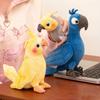 1735см Стоящий Попугай Ара Плюшевая Игрушка Птица Набитая Серо-Желто-Синяя Мультяшное Животное Плюшевая Игрушка День Рождения Подарок Мужчине