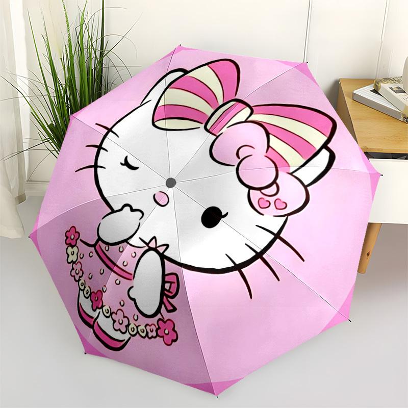 1 шт. Автоматический складной зонт Hello Kitty, портативная складная конструкция, 8-реберный железный каркас, всесезонный повседневный уличный аксессуар на Рождество, день рождения