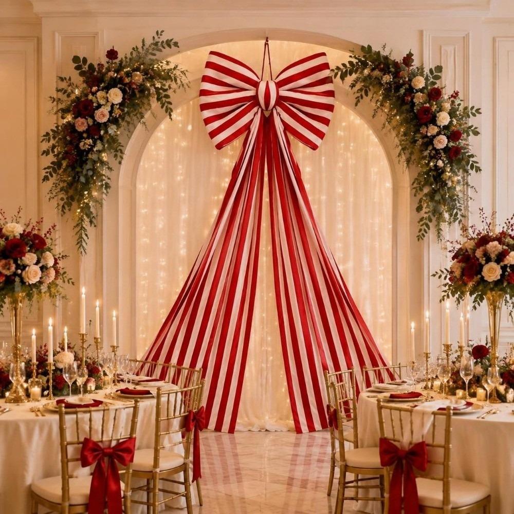Stripe Large Christmas Bow DIY Christmas Wreaths Bow Christmas Tree Topper Bow  Holiday Arrangement