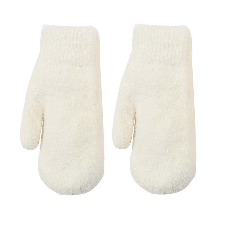 Женские зимние теплые кашемировые однотонные искусственные меховые норки эластичные мягкие варежки с полными пальцами милые перчатки для девочек
