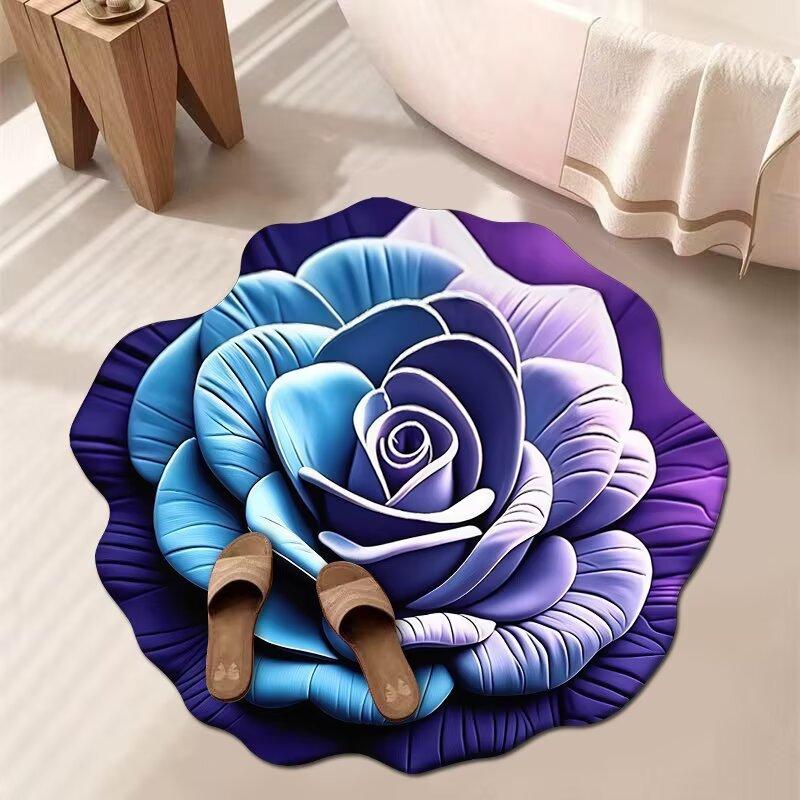 3D Цветочный Ковер Ванная Комната Впитывающий Бытовой Противоскользящий Грязеотталкивающий Легкий в Уходе Коврик для Ног