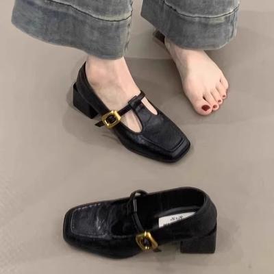 Удобные женские туфли на педалях, женские туфли 2024 года, интернет-знаменитости, новые корейские туфли на квадратном каблуке в стиле феи, иностранные ленивые туфли