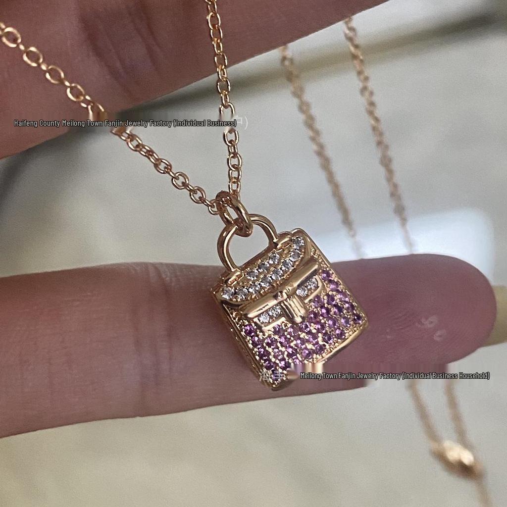 Women's 18K Rose Gold-Plated Diamond Kelly Handbag Necklace