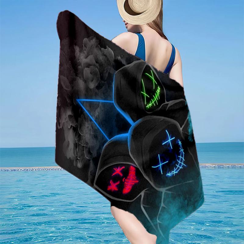 Cyberpunk Gaming Neon Beach Towel, Super Soft Microfiber, Gift for Her/Him, Birthday, for Pool, Beach, Travel, Home Decor Fan gifts