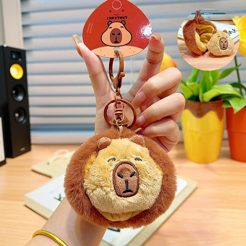 Soft Capybara Chestnut Plush Keychain Cute Cartoon Character For Keys Stylish
