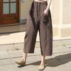 Повседневные летние полосатые брюки женские винтажные одежды больших размеров элегантные женские брюки с эластичной резинкой на талии
