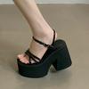 Модные роскошные босоножки на платформе с открытым носком и толстым каблуком, женские летние сексуальные босоножки на толстой танкетке с ремешками на щиколотке для женщин, супер каблуки