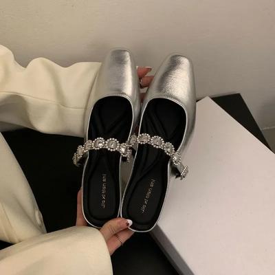Модные Роскошные Хрустальные Женские Тапочки с Острым Носком и Мелким Вырезом Элегантные Балетки 2025 Весенний Тренд Дизайнерские Платье Вечеринка Сандалии Женские
