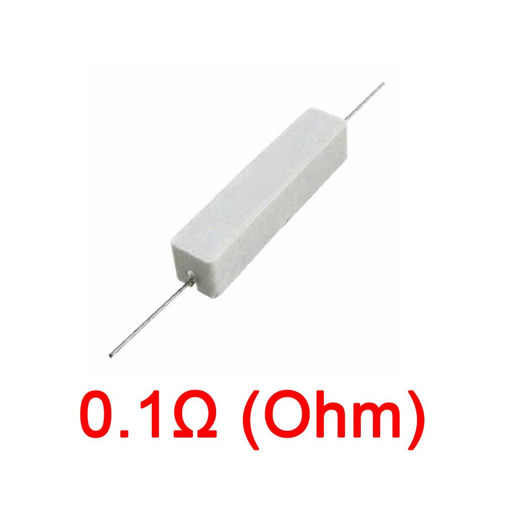 10PCS Wirewound Ceramic Cement Power Resistor Fixed Horizontal 20W Watt 0.1ohm - 100Kohm Vertical Axial Lead Resistance 5% 0.1/0.22/0.47/100/1K R Ohm