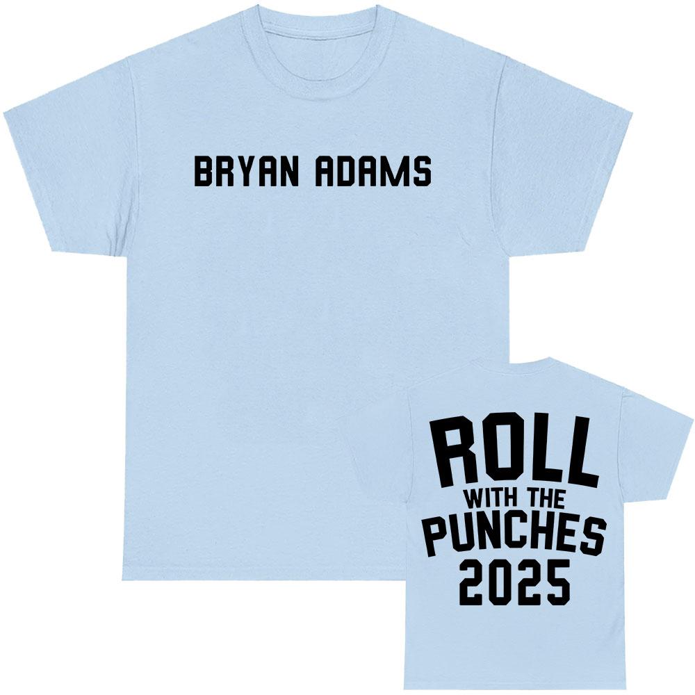 Футболка с принтом BRYAN ADAMS ROLL WITH THE PUNCHES TOUR 2025 Футболки с коротким рукавом из хлопка в уличном стиле для мужчин Футболки унисекс