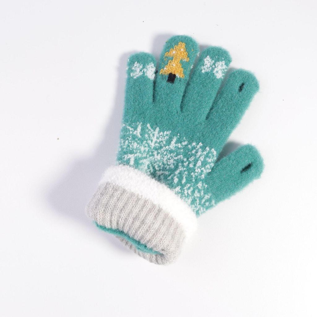 Женские шерстяные перчатки без пальцев с сенсорным экраном - Теплые, милые, с дизайном елки