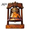 Halloween Theme Gifts Vintage Wooden Bell Decor, Rustic Farmhouse Shelf Sitter with Showcase Ornaments Metal Wood Stand, Tabletop Centerpiece