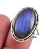 Natural Labradorite Gemstone 925 Solid Sterling Silver Jewelry Ring Size 9 v5J03