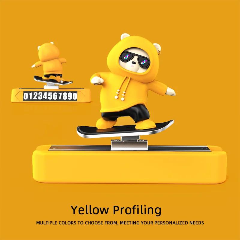 Модернизированные парковочные номерные знаки, украшения для центральной консоли автомобиля, мини-скользящий медведь, украшения для автомобиля, аксессуары для салона автомобиля