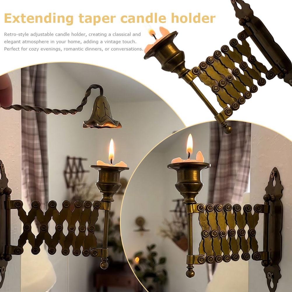 Extending Taper Candle Holder, Vintage Expanding Taper Wall-Mounted Antique Candle Sconce For H F3R3