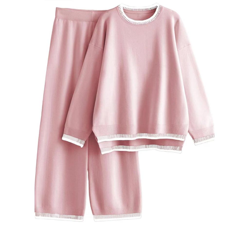 GMXIA Autumn and Winter Fashion Solid Color Leisure Loose Two-piece Set Women Suits & Sets