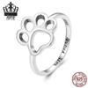 S925 Sterling Silver Paw Print Hollow Ring - European & American Style SCR909