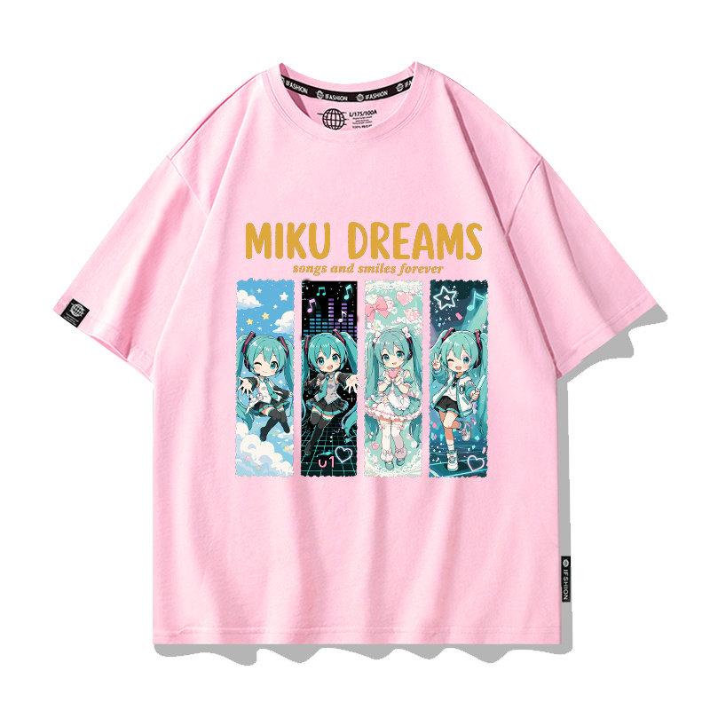 Hatsune Miku Co Branded Pure Cotton Printed Unisex and Unisexs Virtual IP Short Sleeve New Fashion Design Sense Korean InA Tshirt