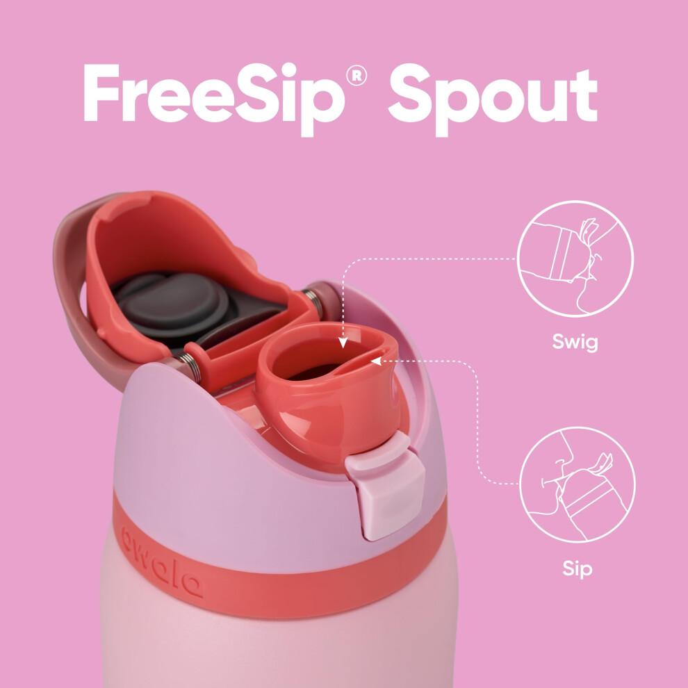 Owala FreeSip Insulated Stainless Steel Water Bottle with Straw for Sports and Travel BPA-Free Sports Water Bottle 32 oz Pink Angel Food Cake