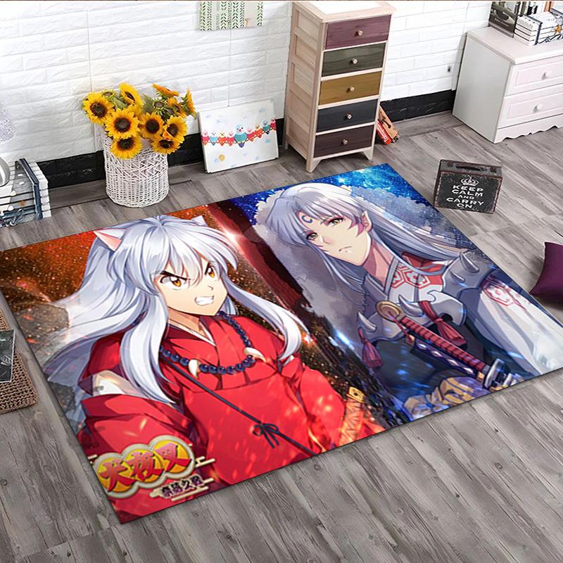 Inuyasha Vs Sesshomaru Carpet Office Decorative Carpet For Living Room Bedroom Door Mat Floor Rug Computer Chair Area Rug holiday gift