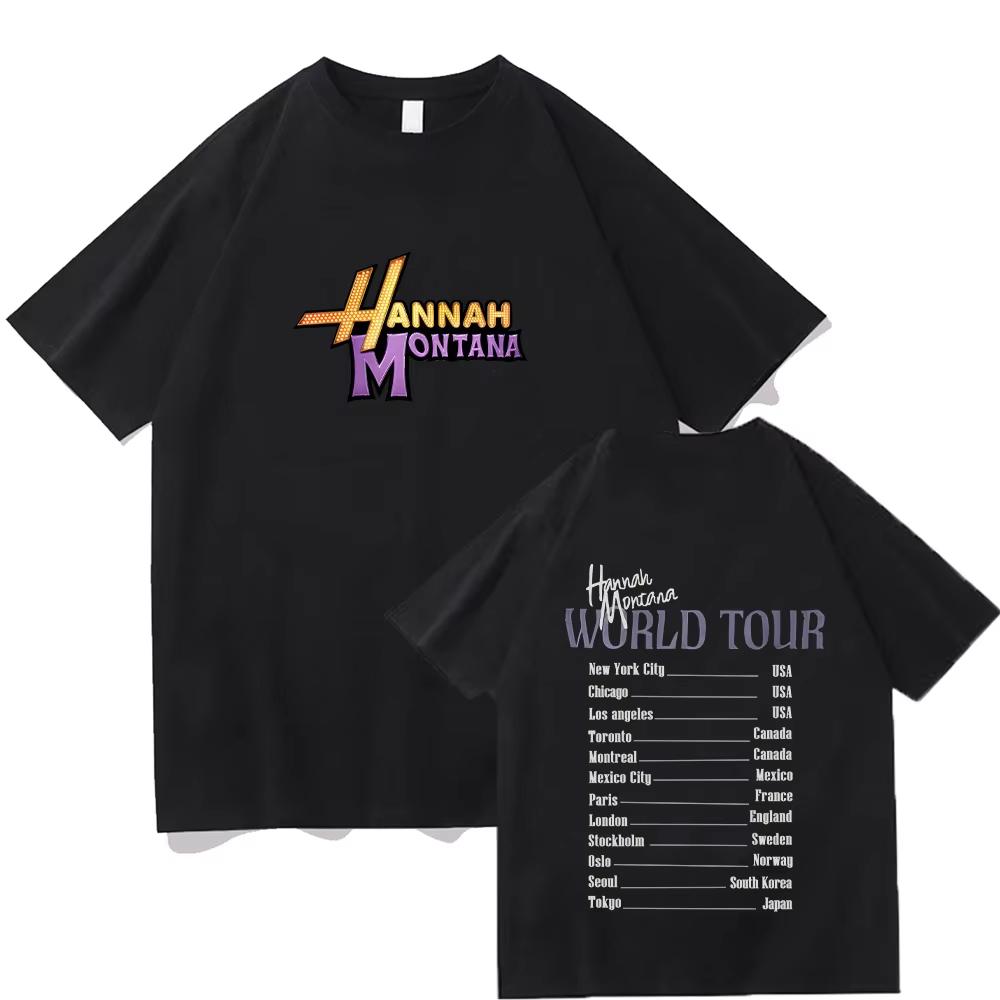 Hannah Montana World Tour Vintage Concert Print Casual Short Sleeve Women And Men Comfortable T-shirt