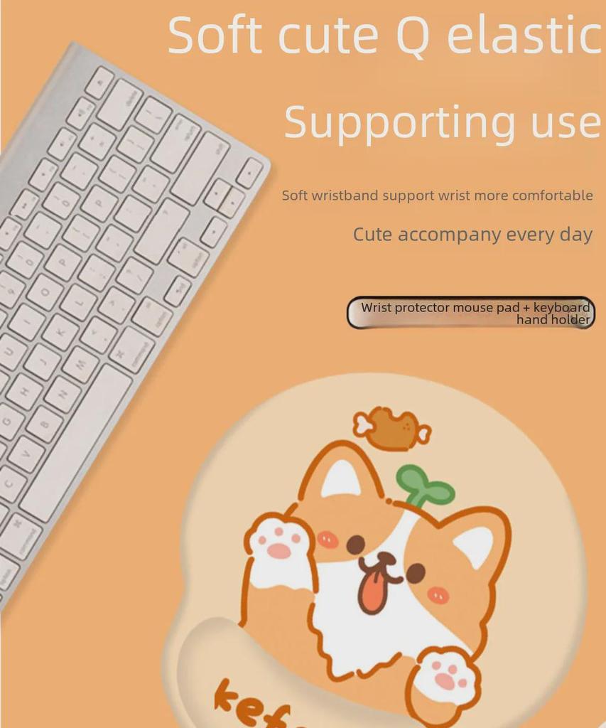 Коврик для мыши Corgi Puppy с подставкой для запястья для офиса и игр - Милая подставка для клавиатуры для небольших столов