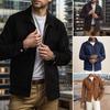 Men Coat Lapel Long Sleeve Solid Color Suede Jacket with Double-Ended Zipper Pockets Casual Street Style Outerwear
