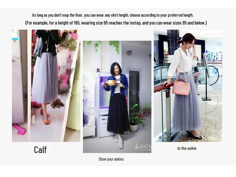 Mid-Length A-Line Pleated Mesh Skirt