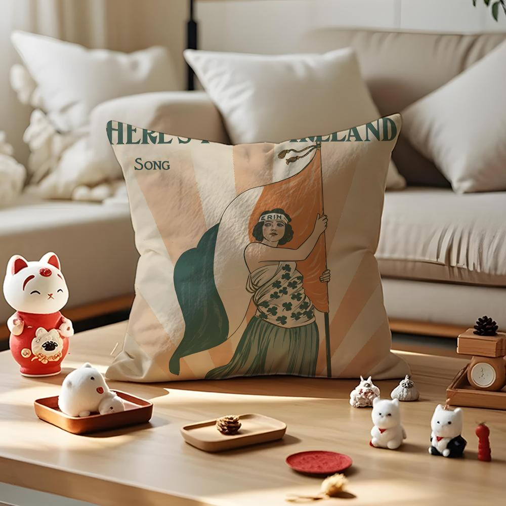 Dutch Windmills & Tulips Cushion Cover Anti-dustmite Pillowcase Invisible Zipper Silky Short Plush Sofa Cushion Cover