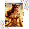 Disney Алмазная живопись 5D, круглые алмазы, полностью покрытая алмазами, DIY ручная работа, наклейки, картины для украшения дома с Белль в золотом платье и фейерверком.