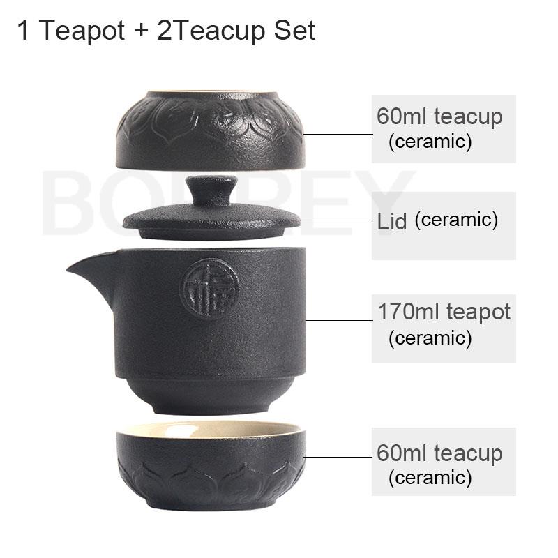 Наборы керамических чайников BORREY, портативный дорожный чайный сервиз, черный керамический чайник, гайваньские чайные чашки, чашка для чайной церемонии, изысканные подарки