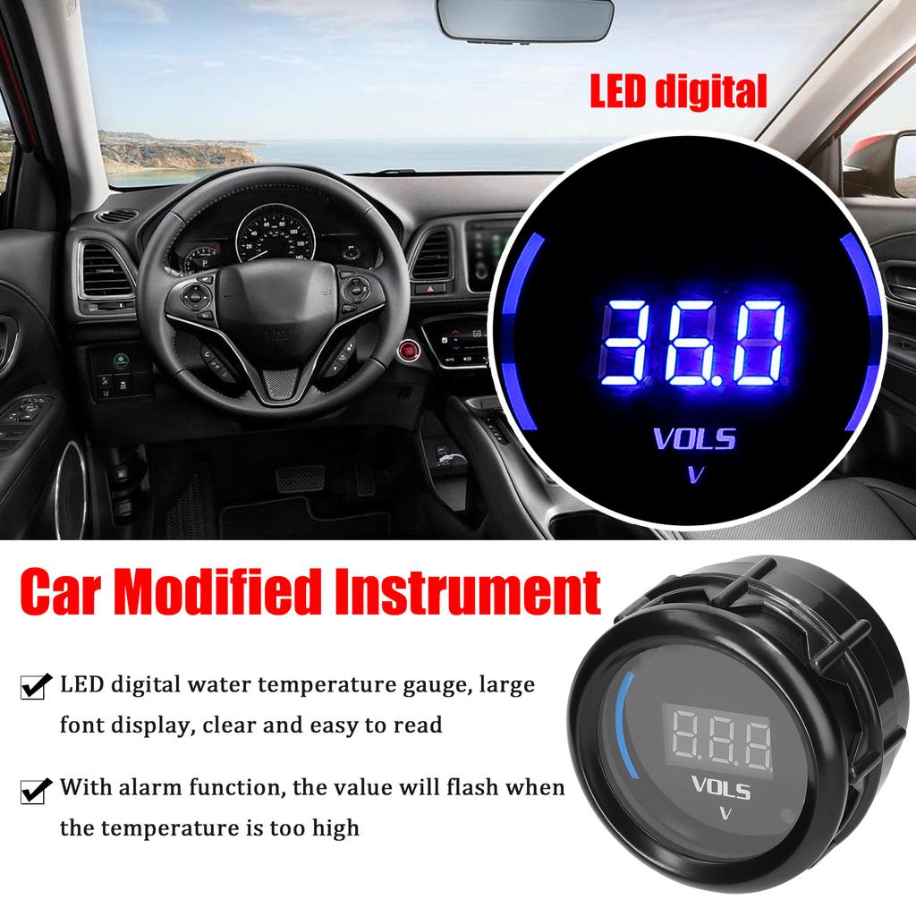 52mm Voltmeter Voltage Gauge Car Digital Meter LED Display 8-18V with Alarm Function for Car Truck