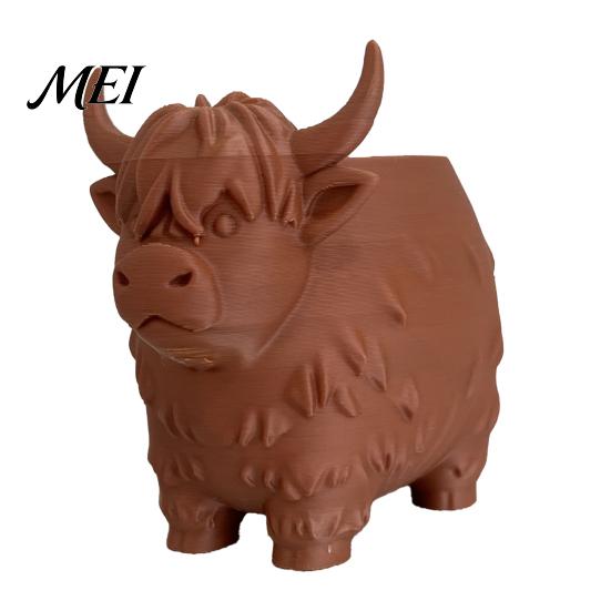 Animal Flower Pot Highland Cow Planter, Large Diameter Pot, 3D Yak Matte Finish Plant Shape PLA Desktop Nordic Style Home Decor Planter