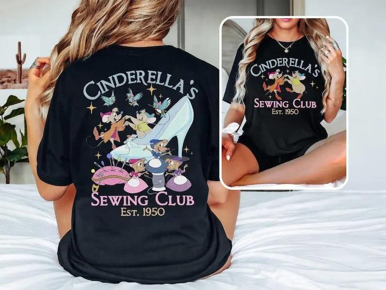 Cinderella Sewing Club 1950s Shirt Womens Tshirt New Casual Fashion Couple Street Wear