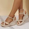 Fashion 2024 Wedge Sandals for Women's New Platform Cross Strap Fashion Shoes Female Summer Buckle Strap Sandal