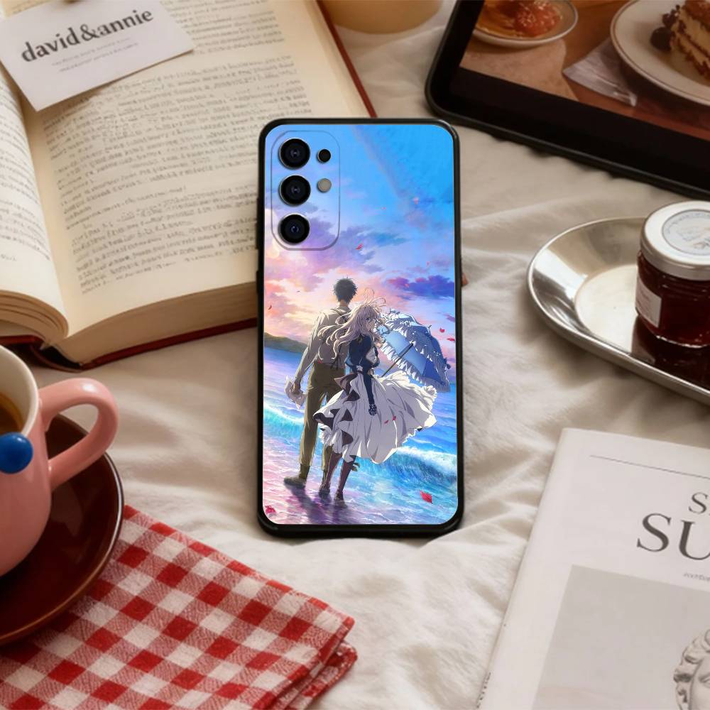 Эстетичный фиолетовый чехол для телефона E-Evergarden для Samsung S 25,24,23,22,30,21,10,9,Ultra,Plus,Lite,FE,4,5 G Мягкий черный чехол