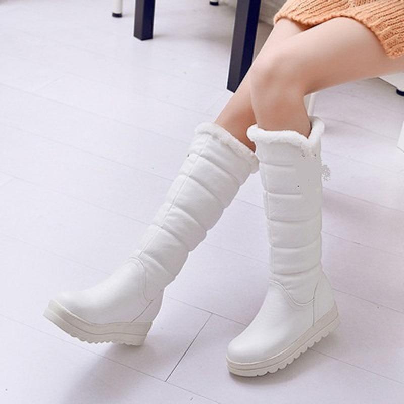 Зимние теплые толстые зимние сапоги, модные высокие сапоги со стразами